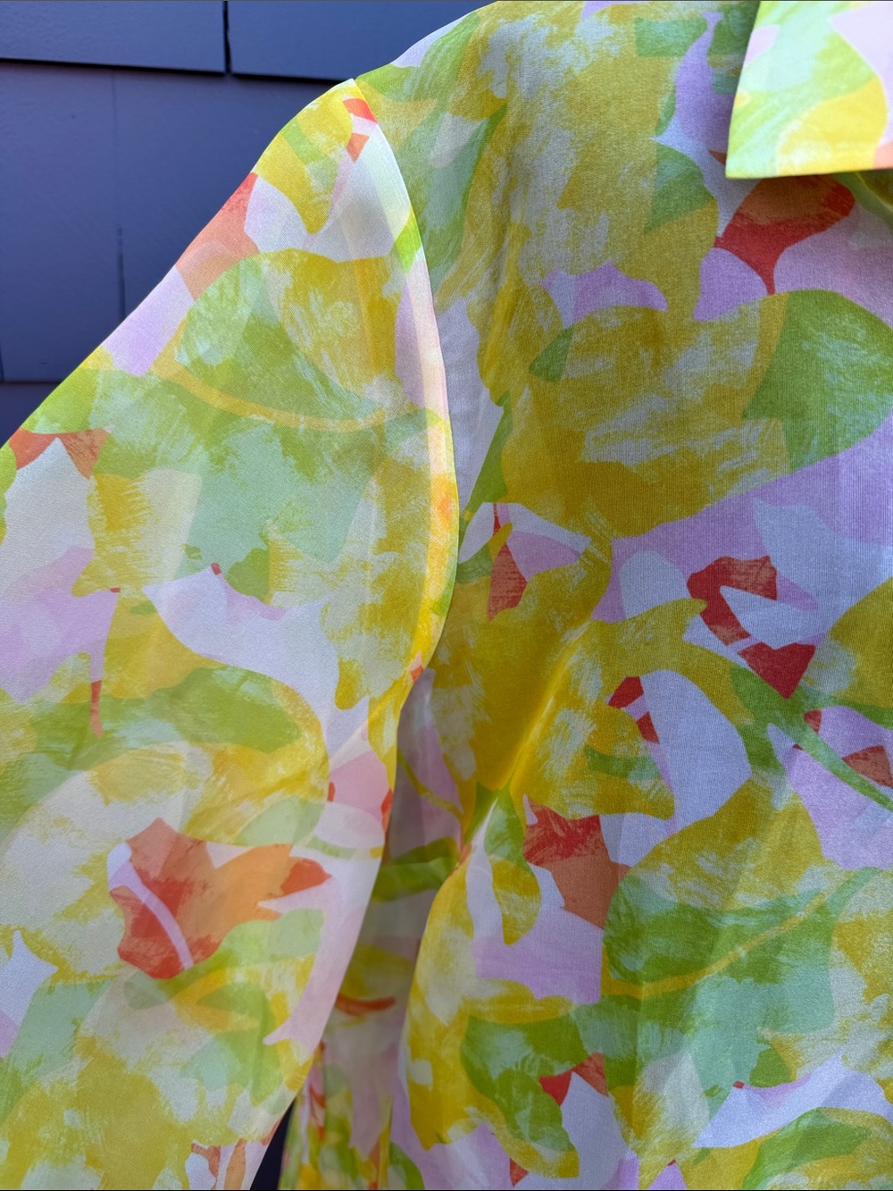 C Wonder 2X Christian Soriano Yellow & Pastel Floral Button-Front Dress sheer - Picture 3 of 12